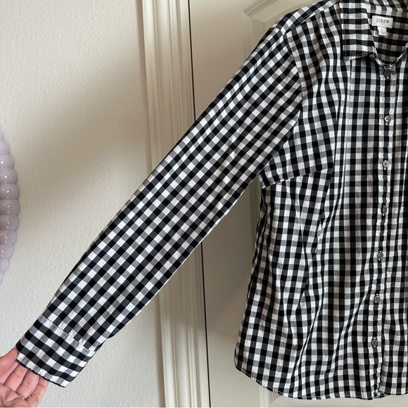 J.Crew Black Gingham Button Down L - Picture 4 of 8